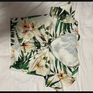 Green crop top and skirt matching set